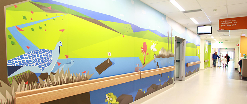 Artwork by Minta Viski in the Wagga Wagga Base Hospital paediatric uni